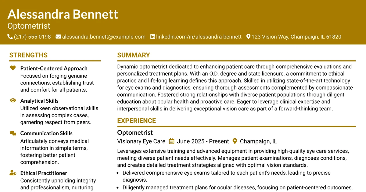 33 Optometrist Resume Templates with Example 2026 (ATS-Optimized)