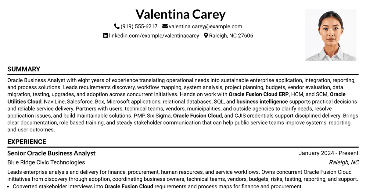 7 Oracle - Business Analyst Resume Templates with Example