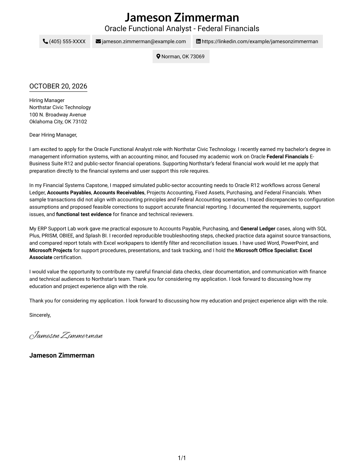 Cover letter example — page 1