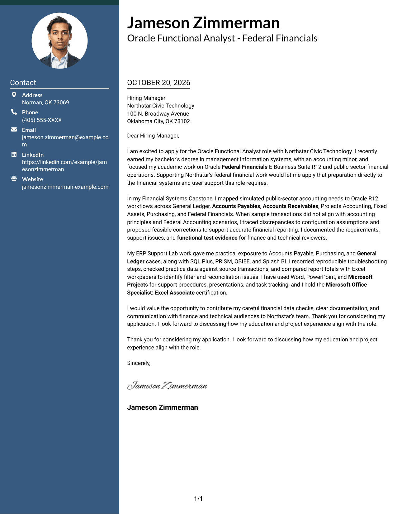 Cover letter example — page 1