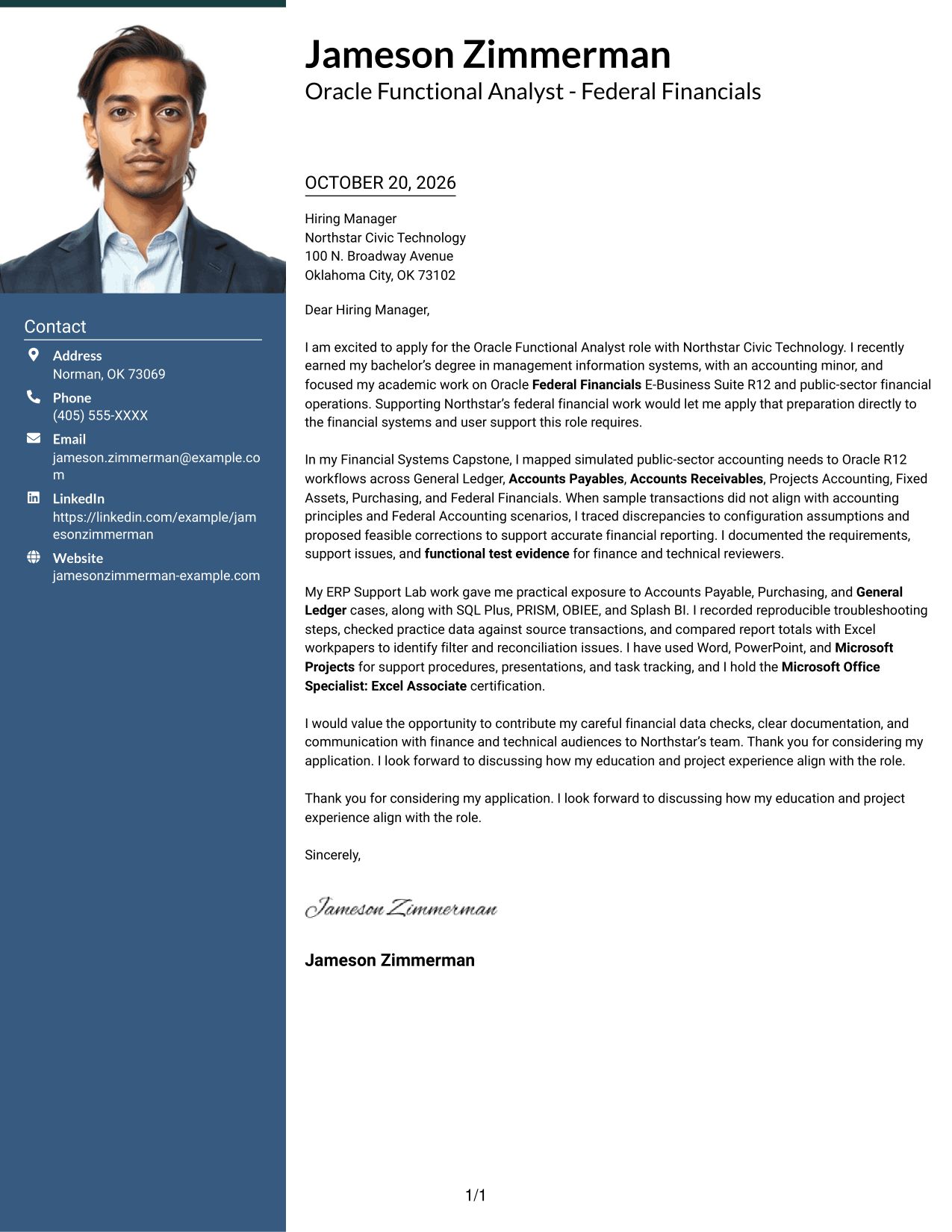 Cover letter example — page 1