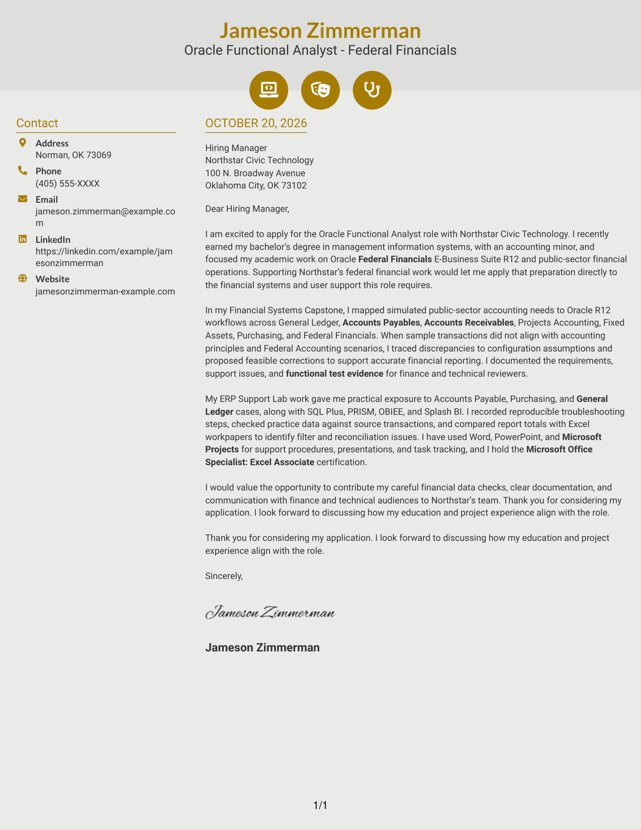 Cover letter example — page 1