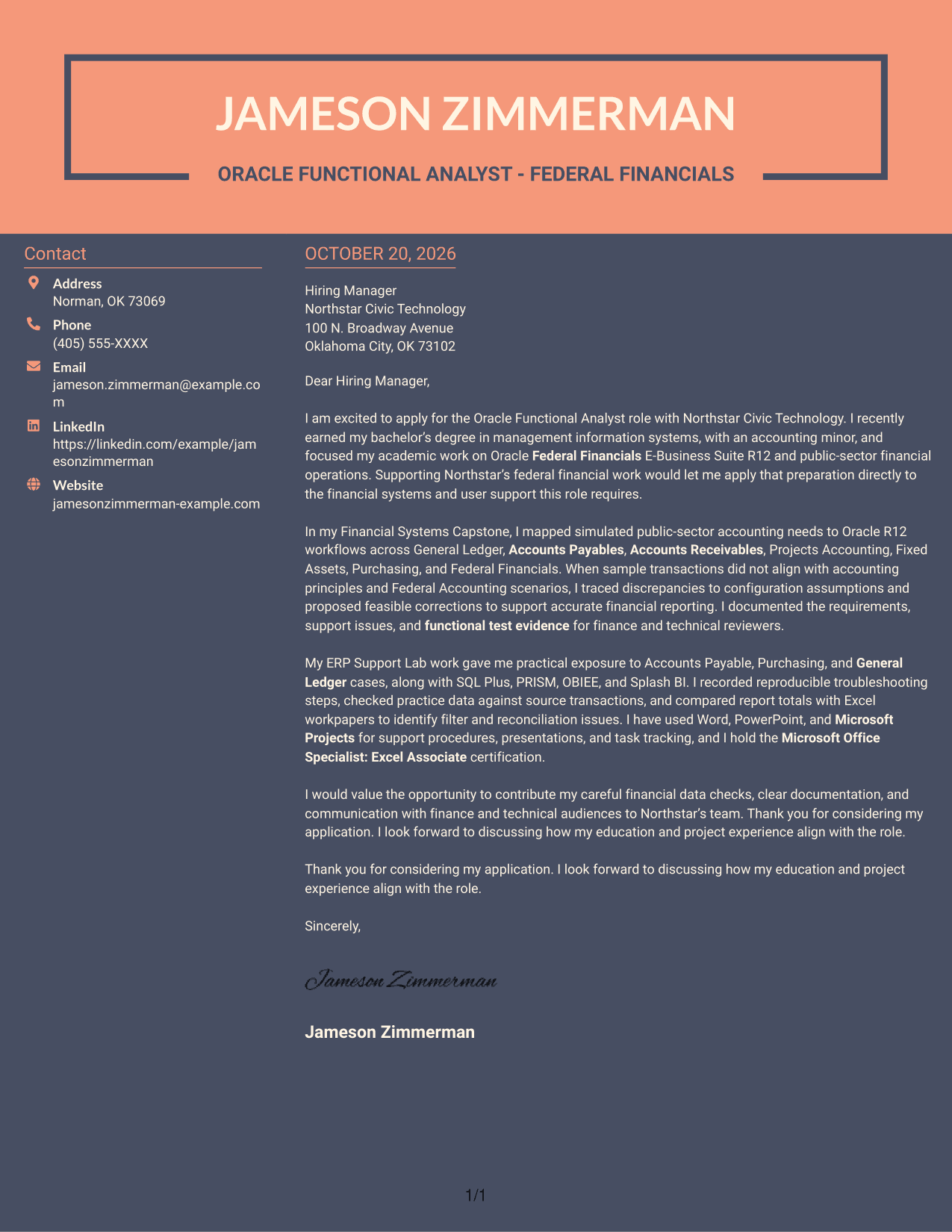 Cover letter example — page 1