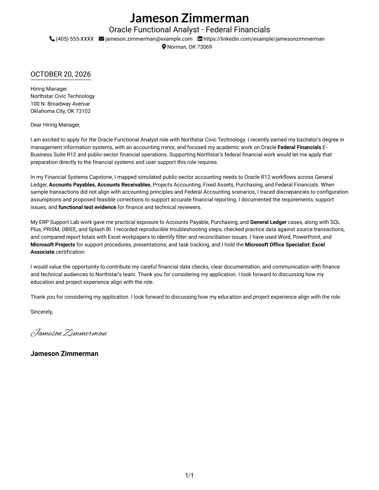 Cover letter example — page 1