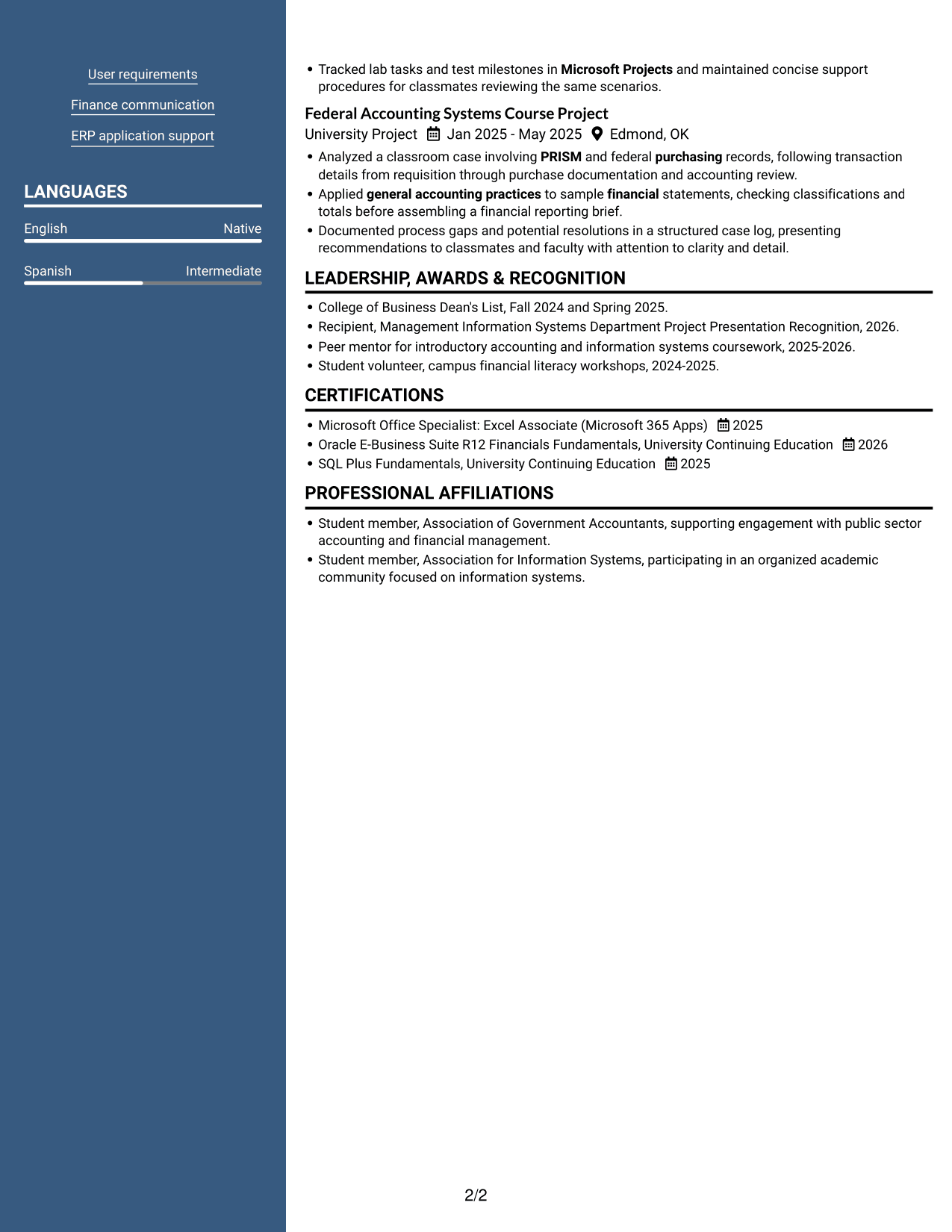 Resume example — page 2
