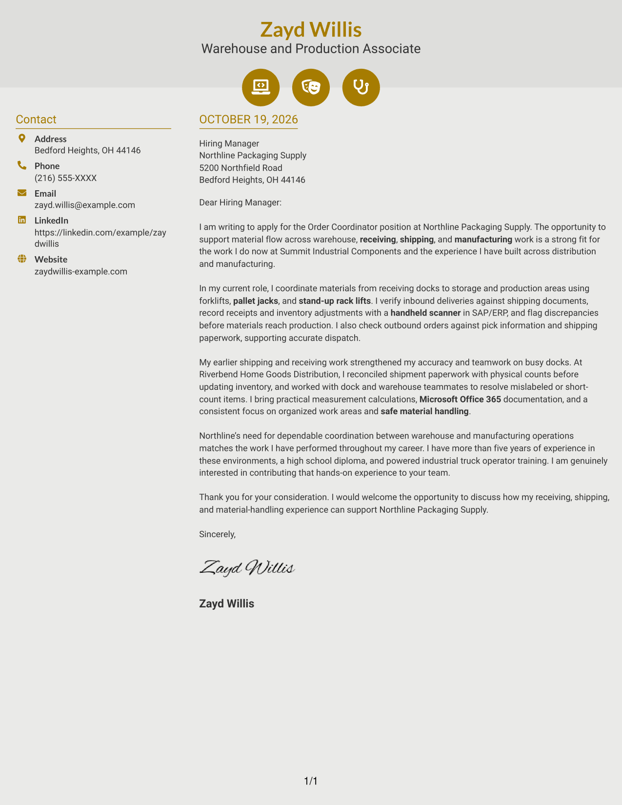 Cover letter example — page 1