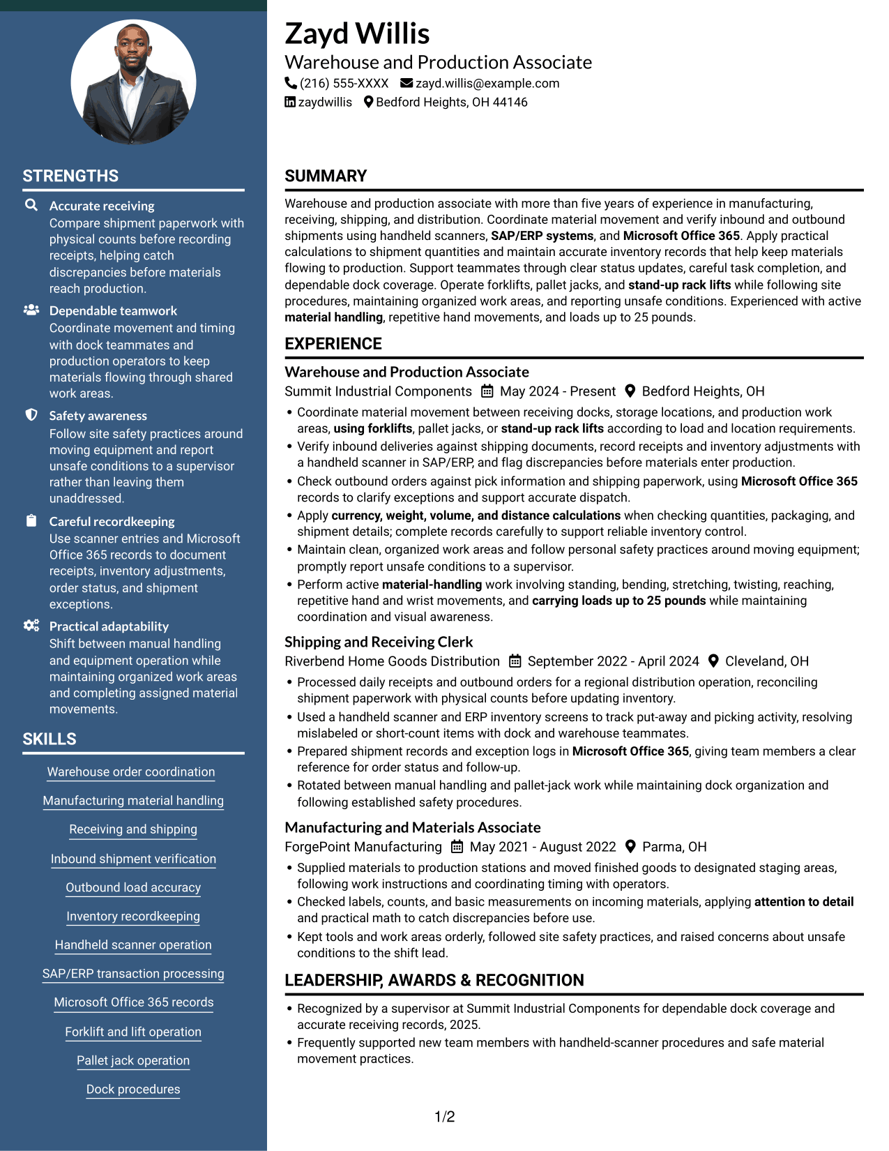 Resume example — page 1