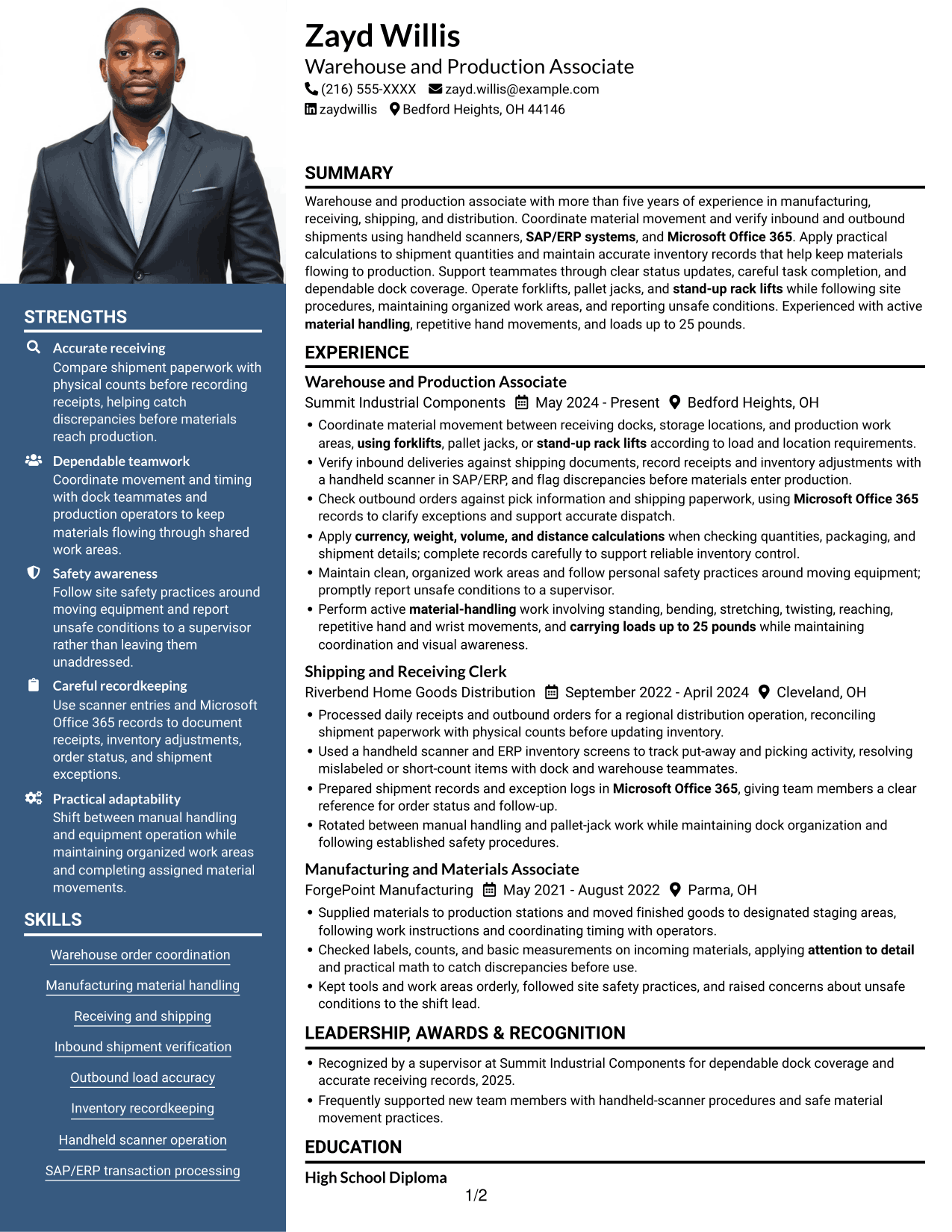 Resume example — page 1