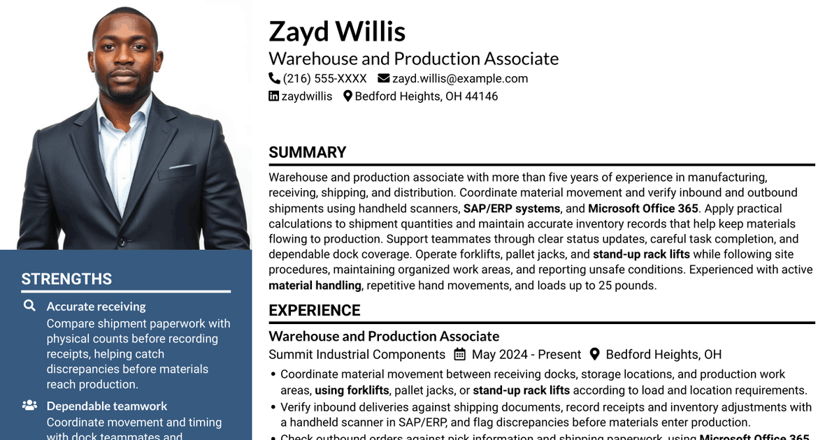 7 Order Coordinator - Warehouse Shipping and Receiving Resume Templates with Example