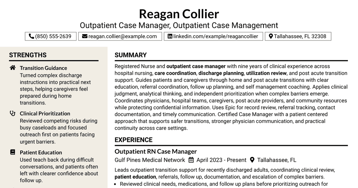 7 Outpatient Case Manager - Outpatient Case Management Resume Templates with Example