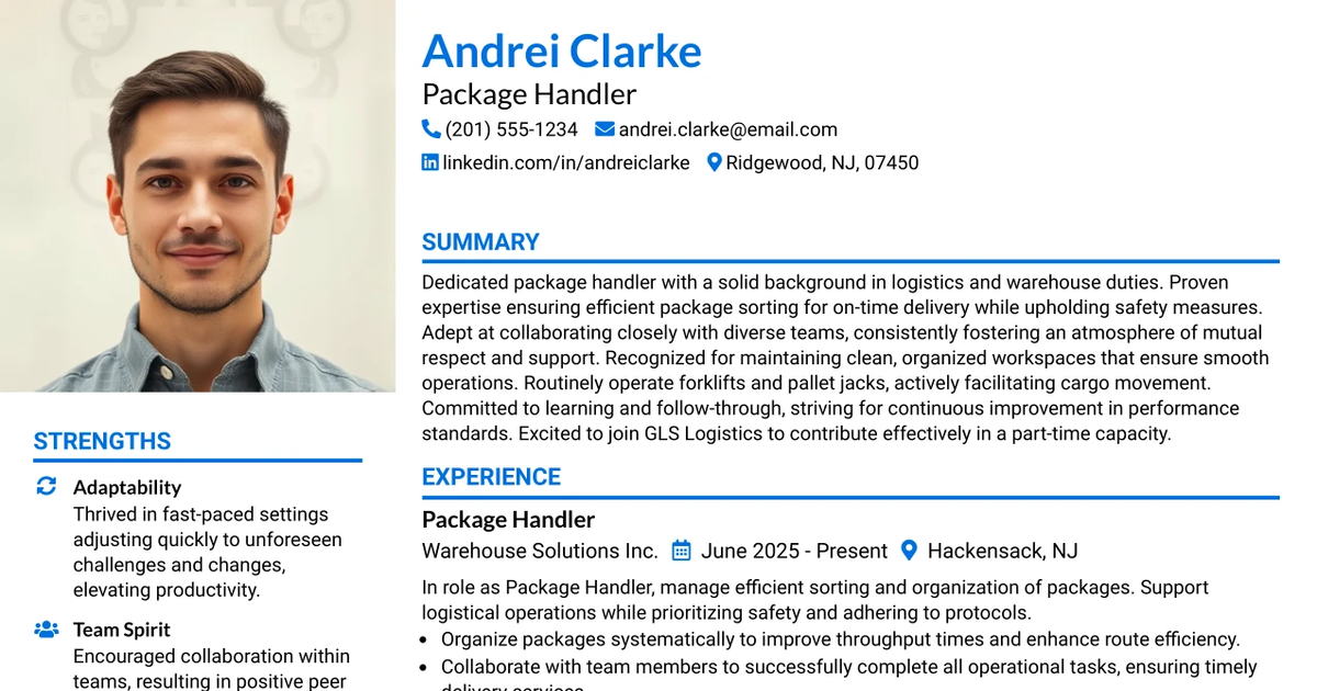 33 Package Handler Resume Templates with Example 2026 (ATS-Optimized)