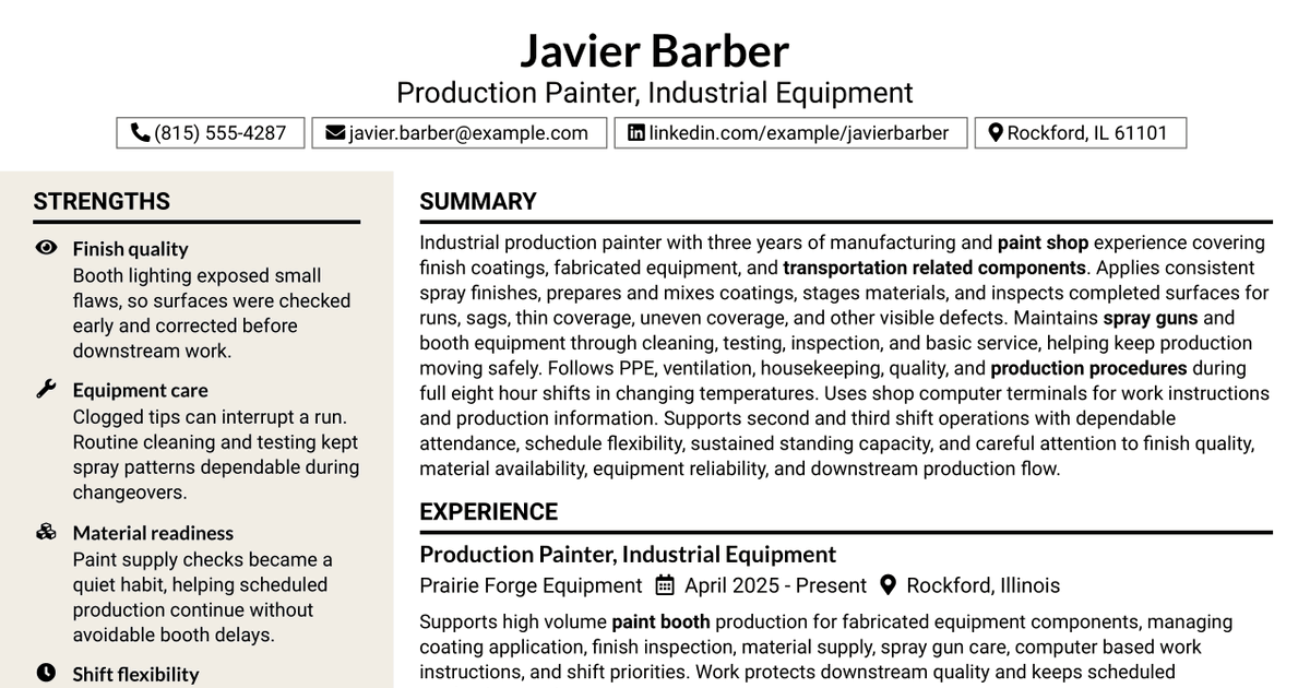 7 Painter - Industrial Equipment Resume Templates with Example