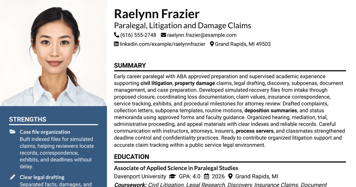 7 Paralegal - Litigation and Damage Claims Resume Templates with Example
