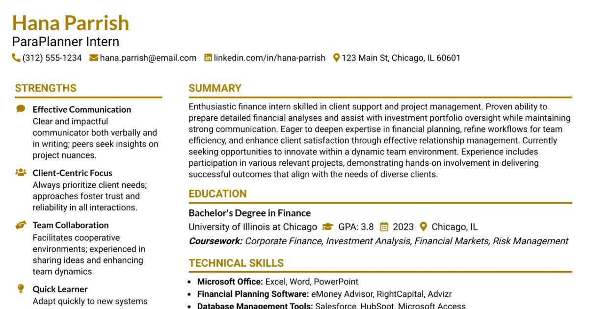 33 ParaPlanner Intern Resume Templates with Example 2026 (ATS-Optimized)