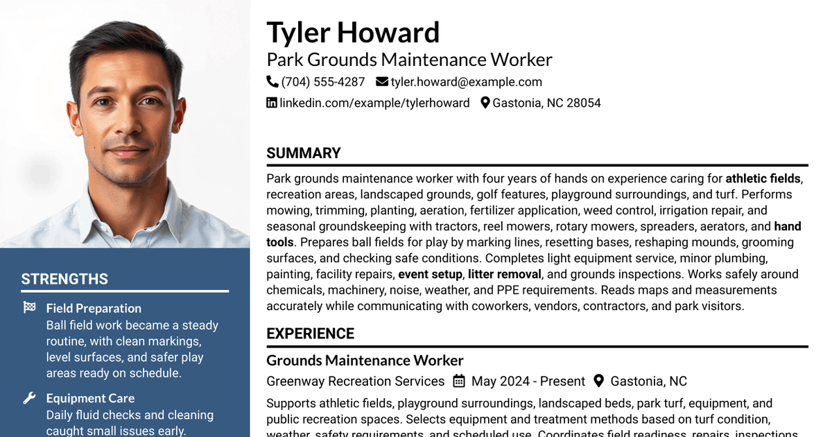 7 Park Grounds Maintenance Worker Resume Templates with Example