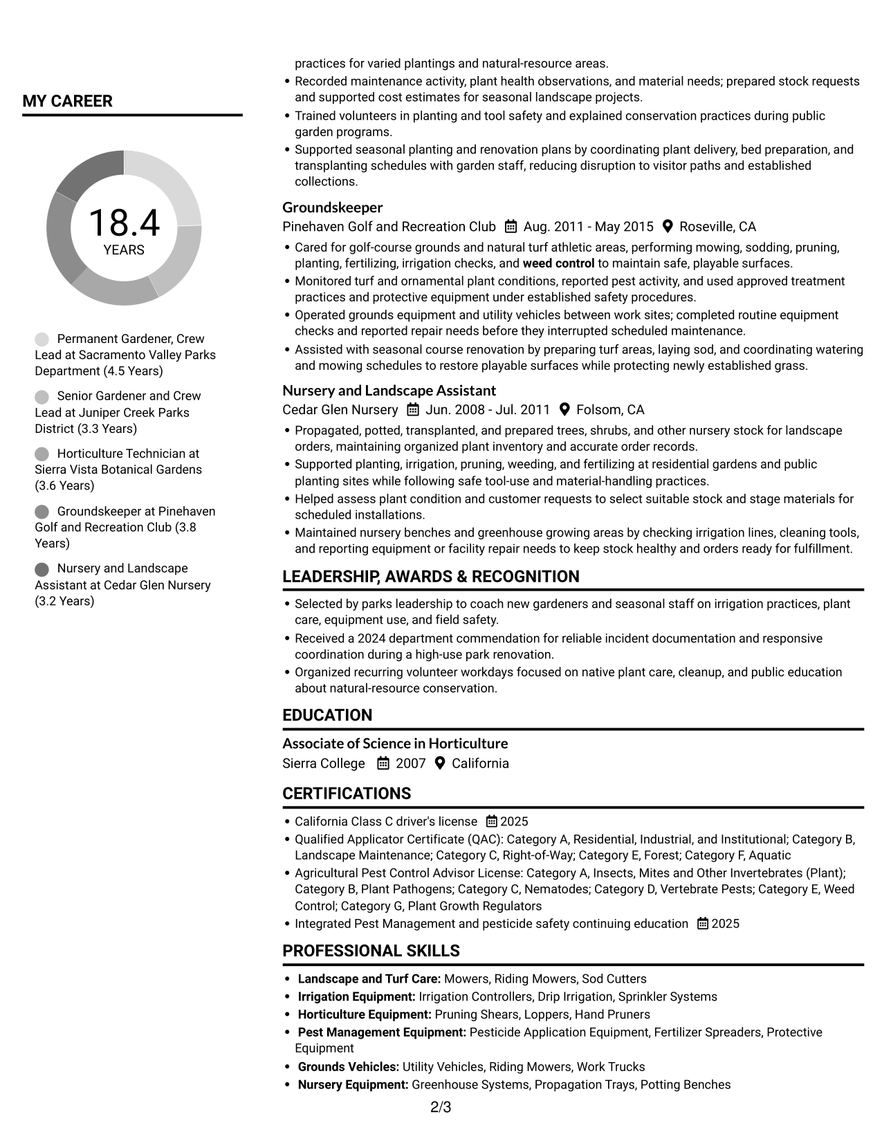 Resume example — page 2