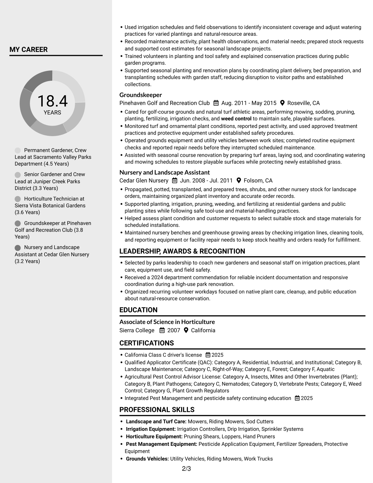 Resume example — page 2