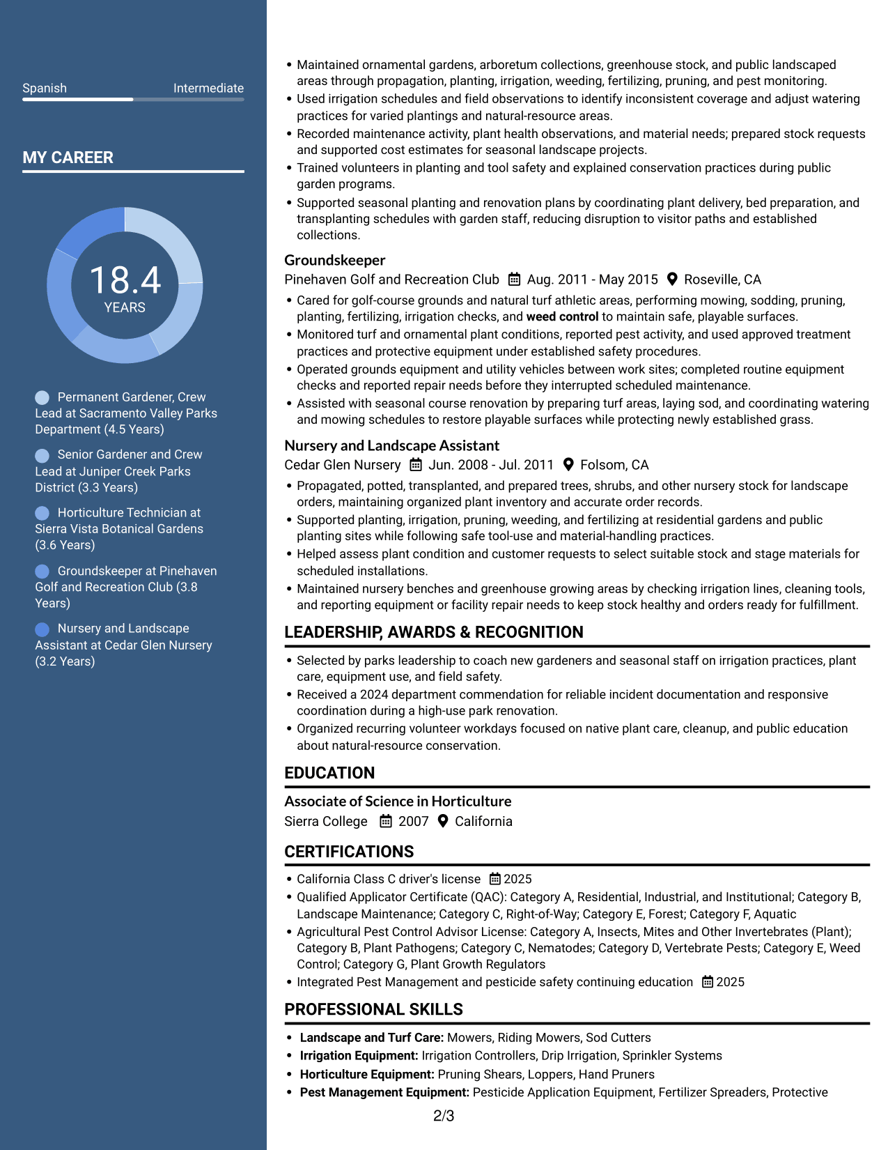 Resume example — page 2