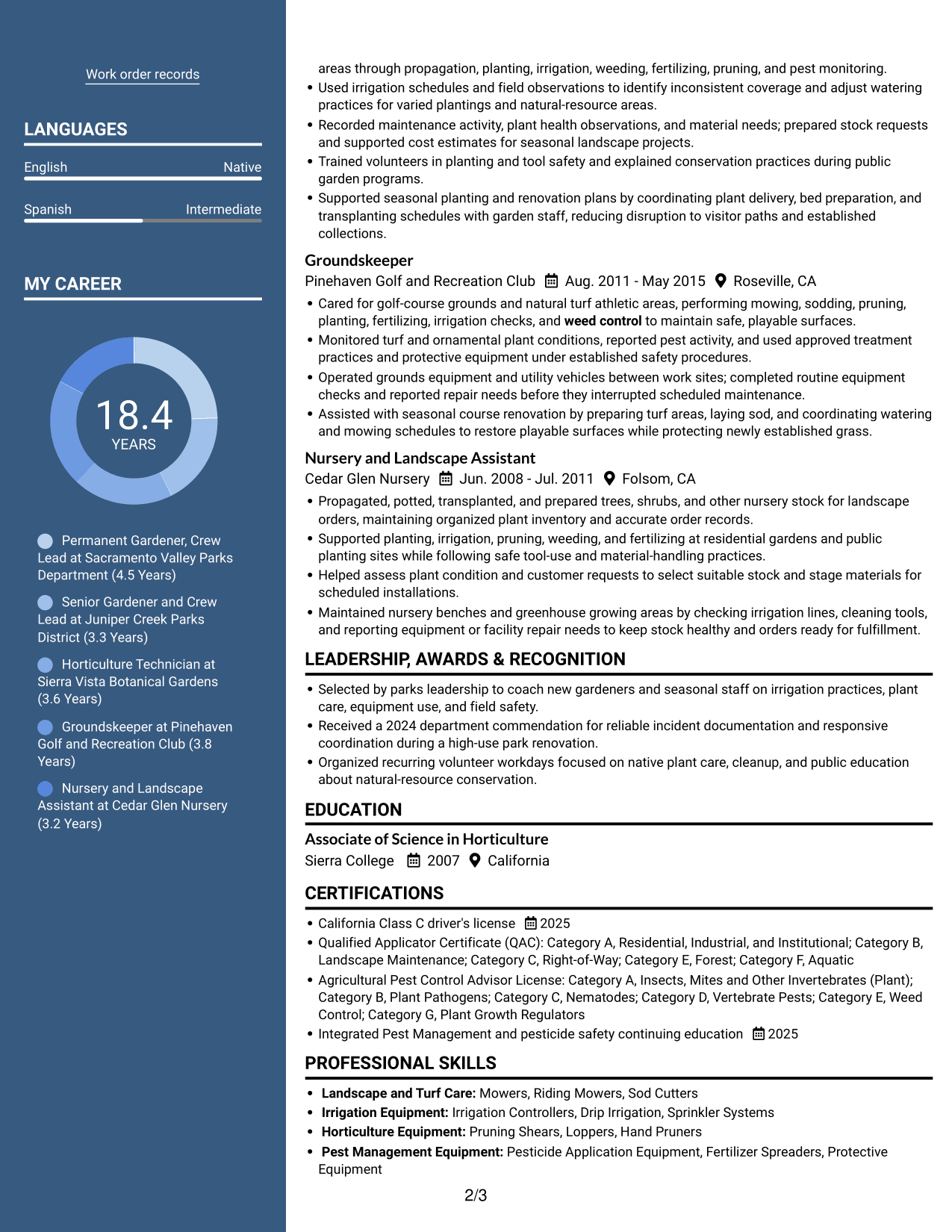 Resume example — page 2