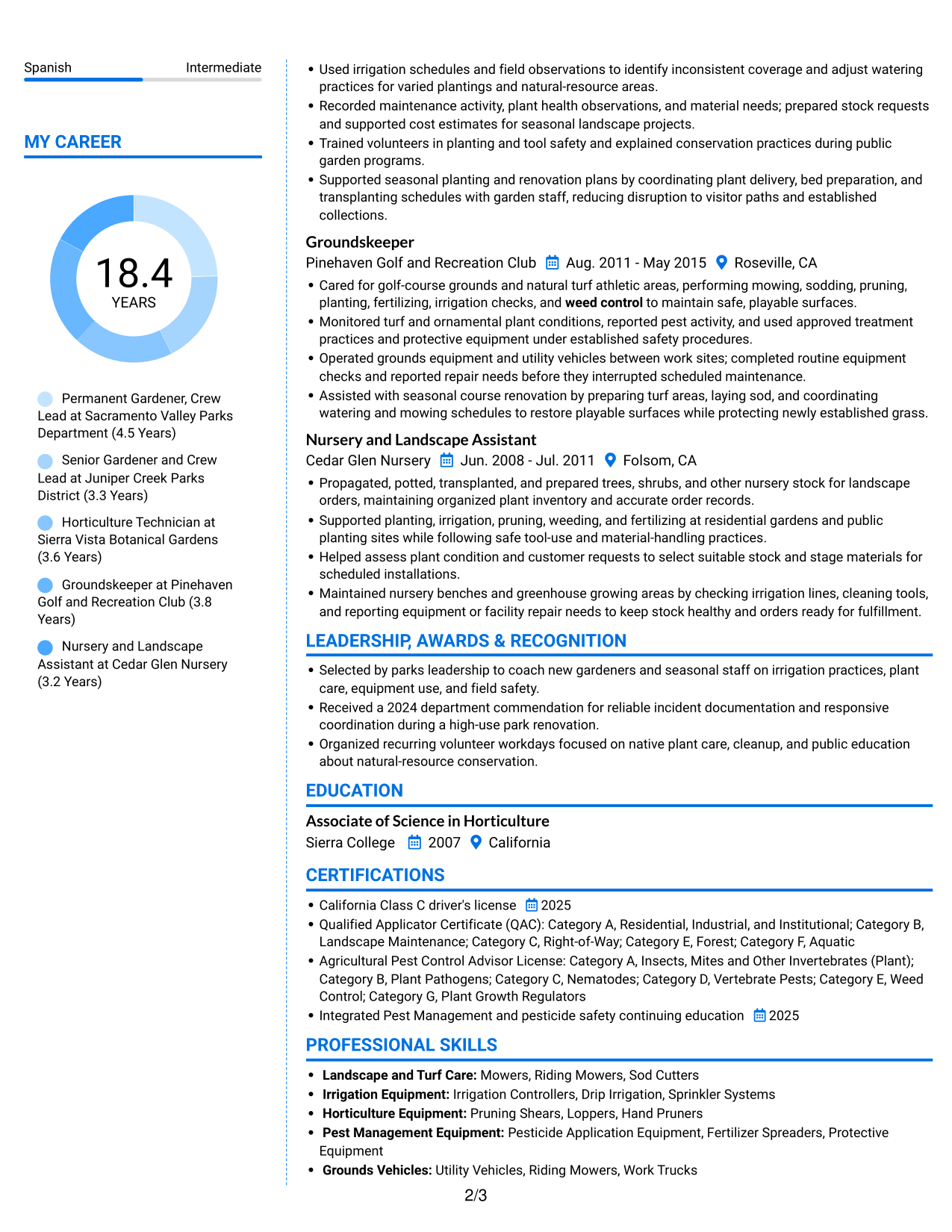 Resume example — page 2