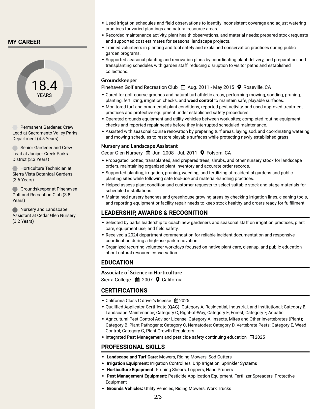 Resume example — page 2