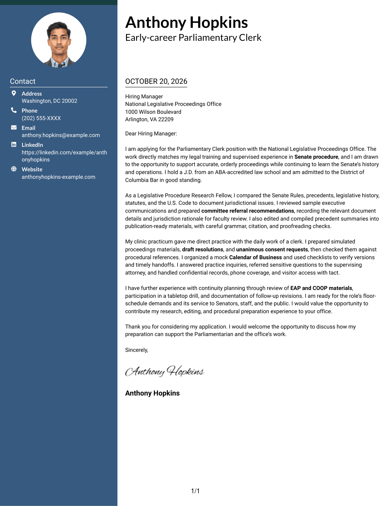 Cover letter example — page 1