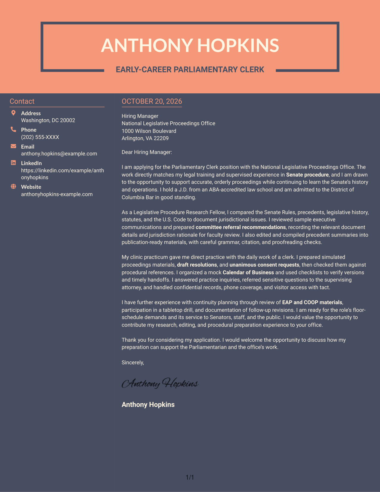 Cover letter example — page 1