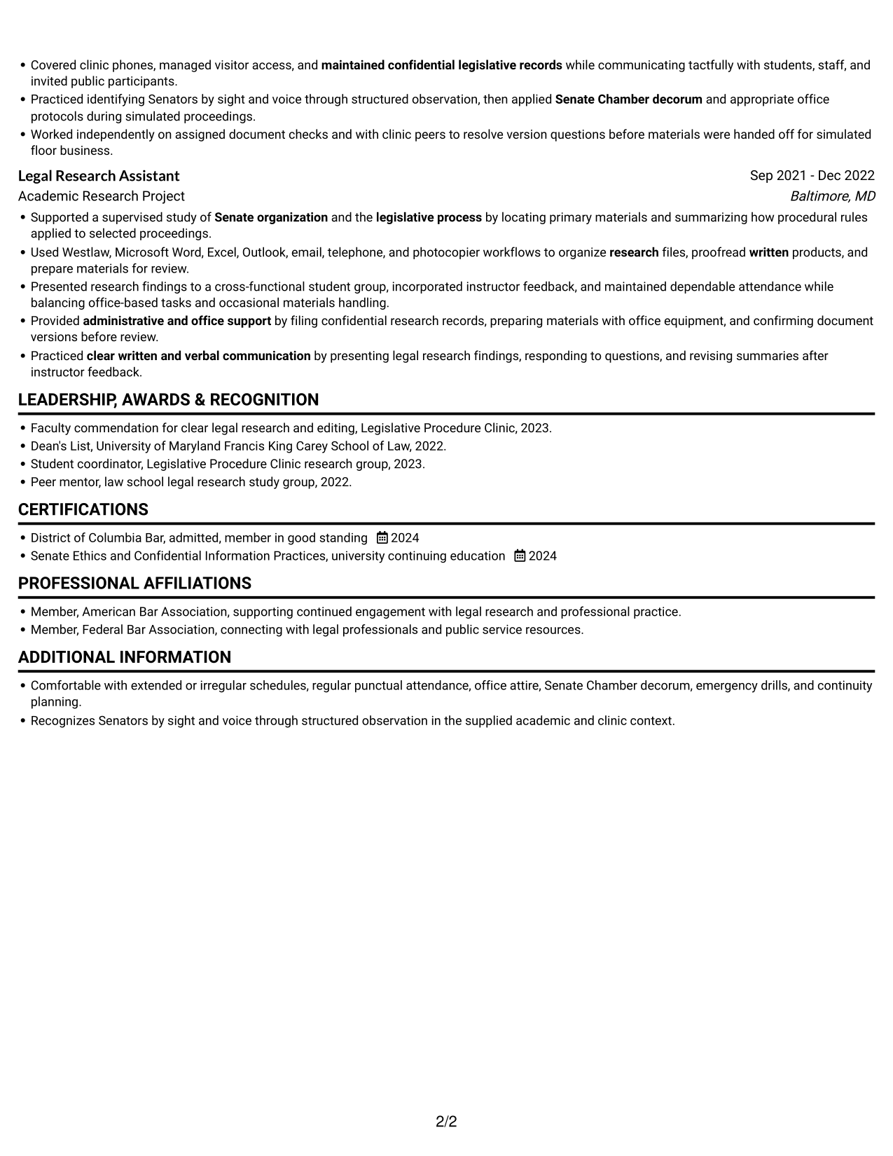 Resume example — page 2
