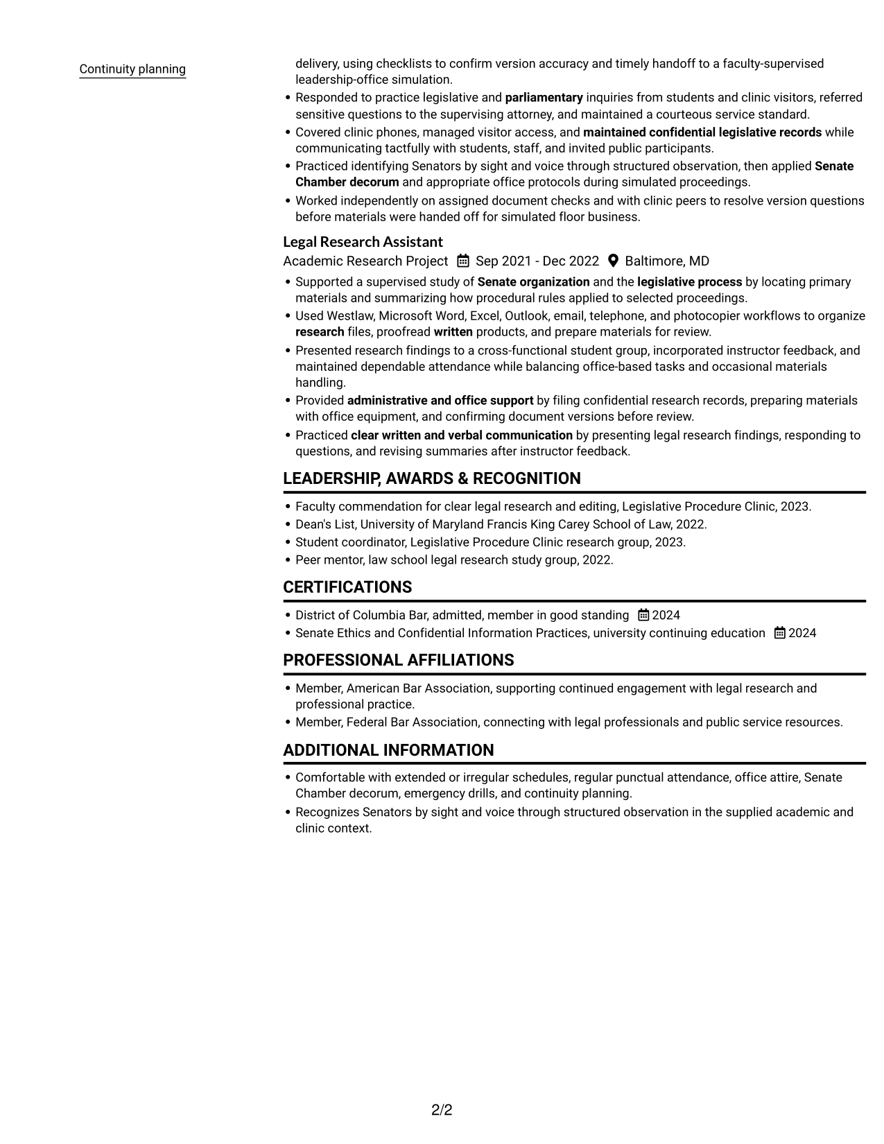 Resume example — page 2