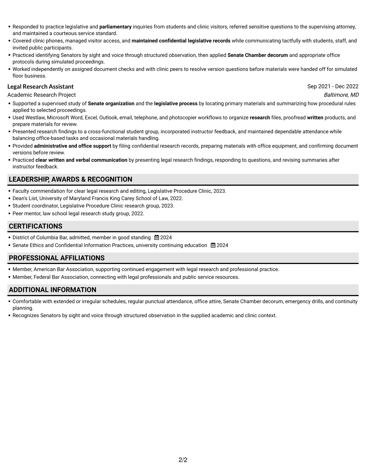 Resume example — page 2