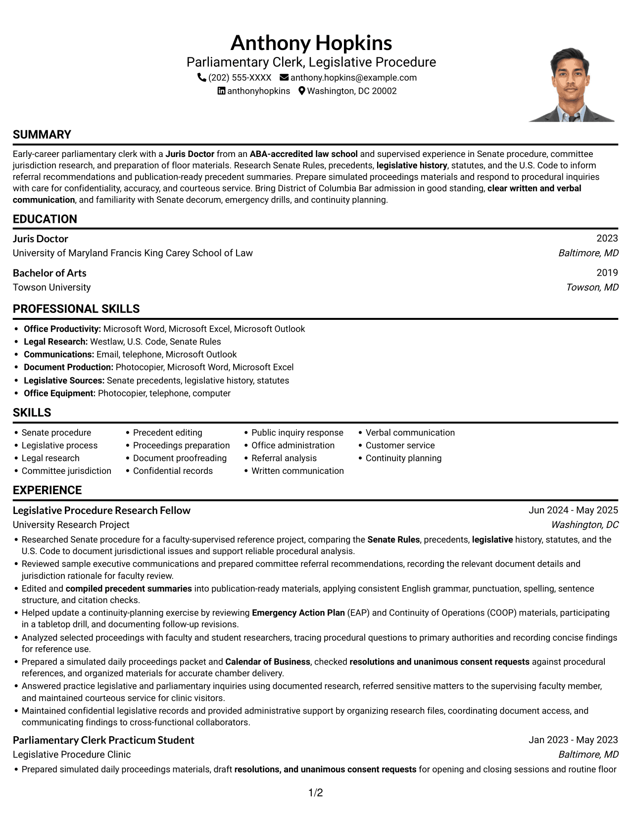 Resume example — page 1