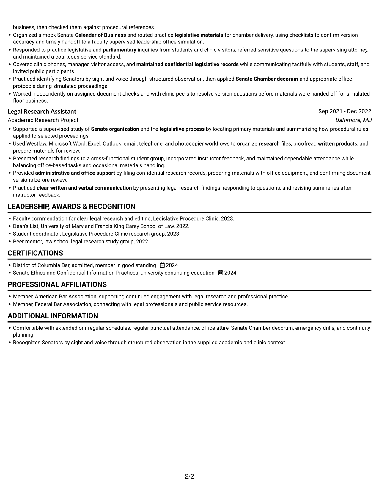 Resume example — page 2
