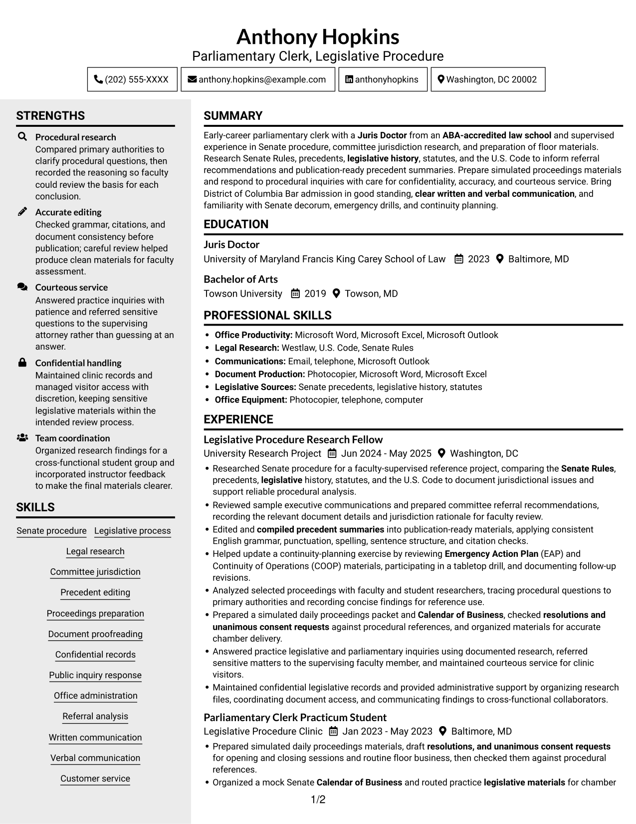 Resume example — page 1