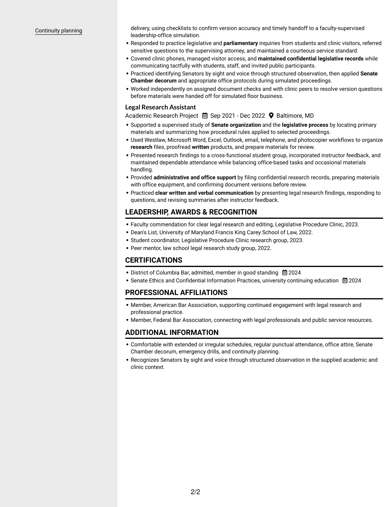 Resume example — page 2