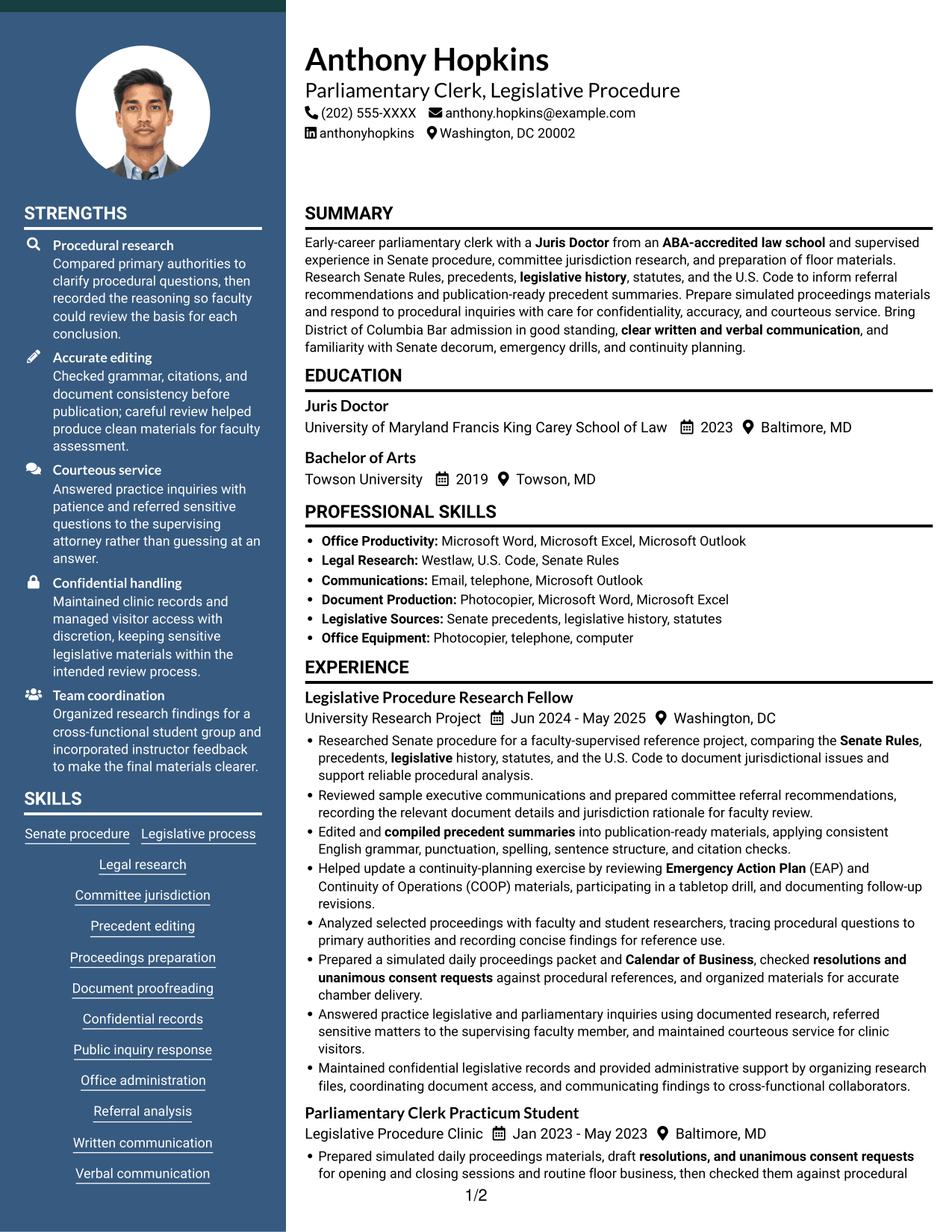 Resume example — page 1