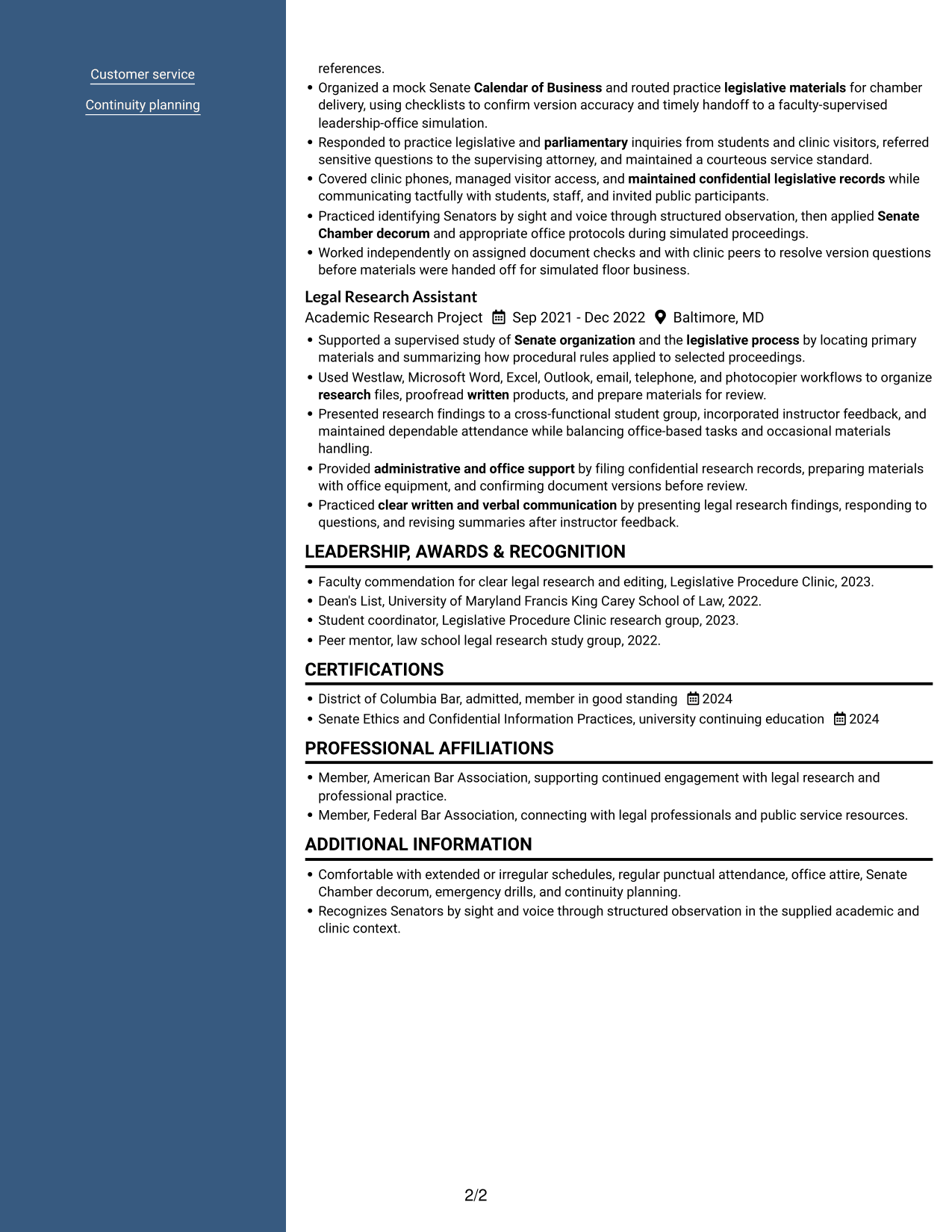 Resume example — page 2