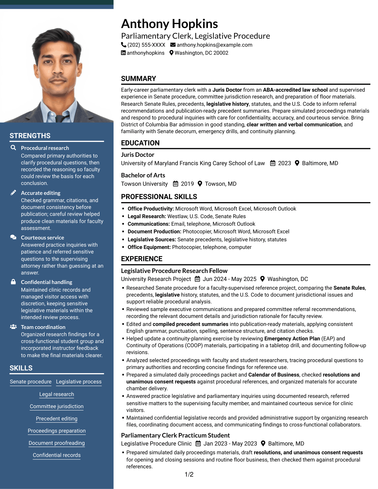 Resume example — page 1