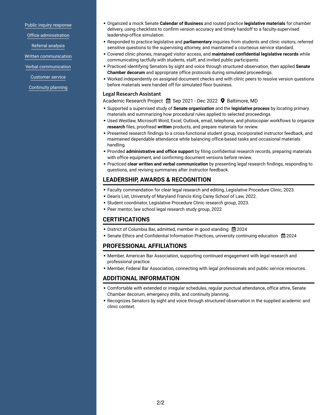 Resume example — page 2