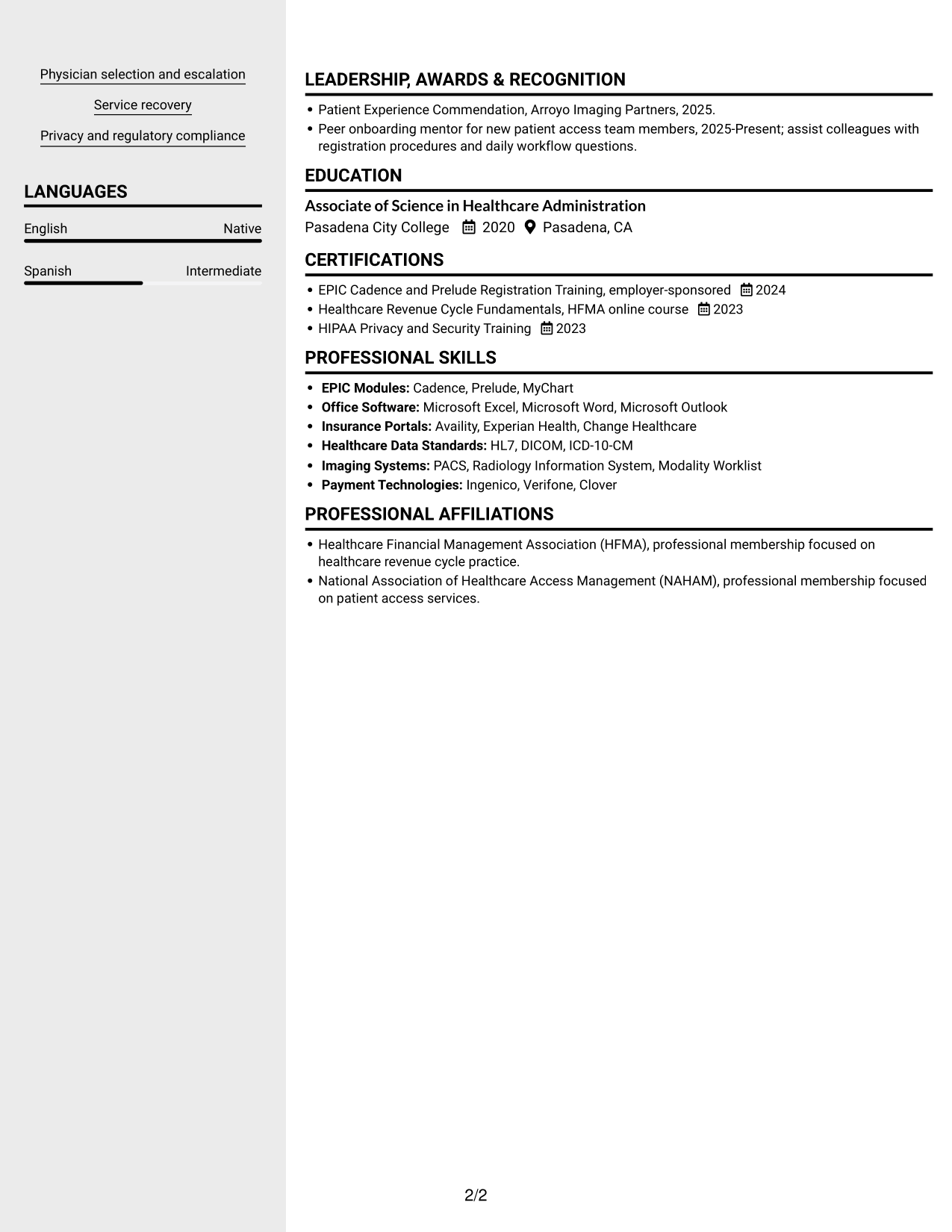 Resume example — page 2