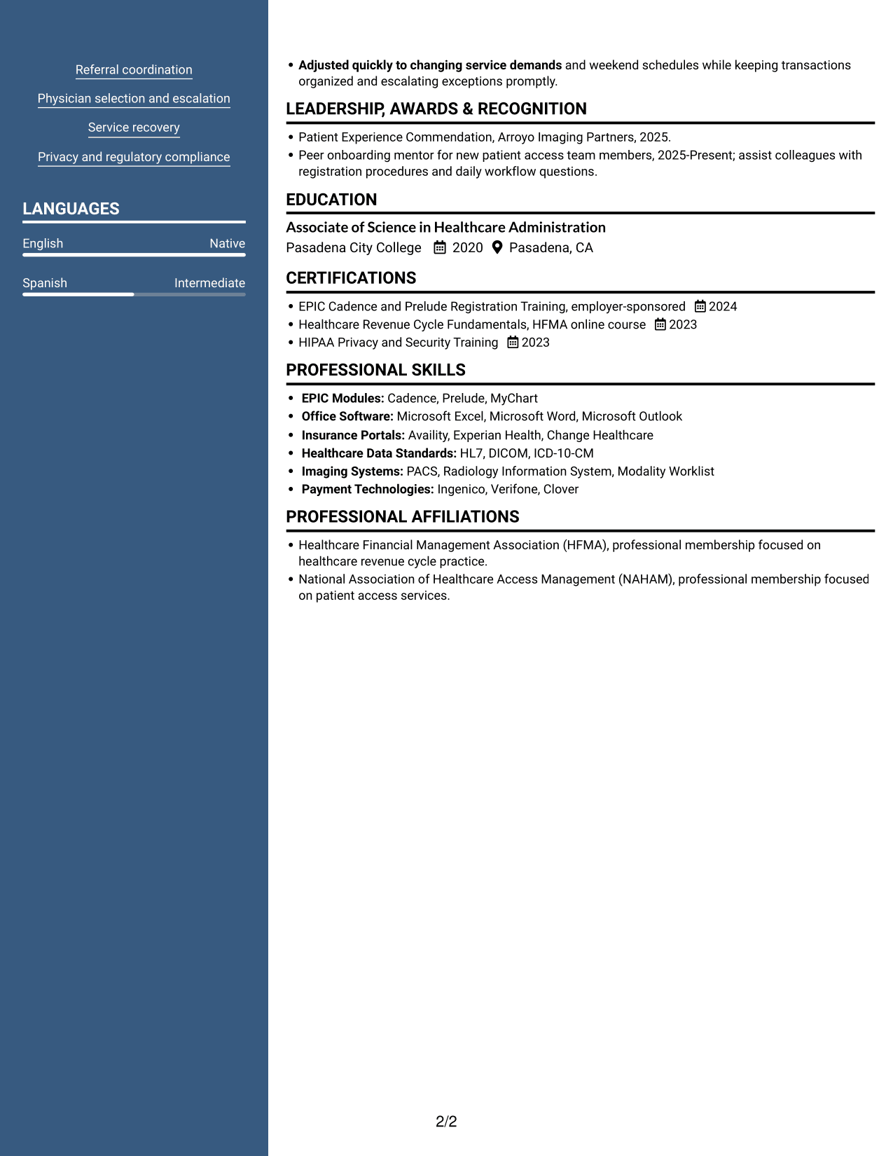 Resume example — page 2