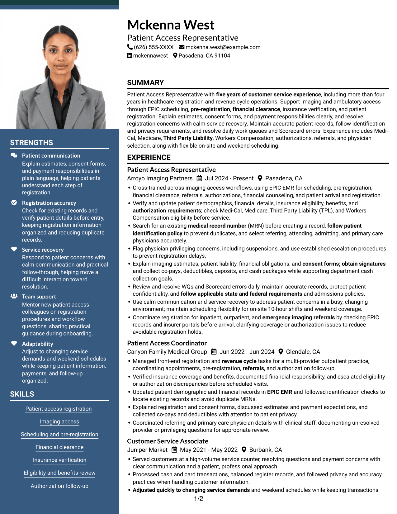 Resume example — page 1