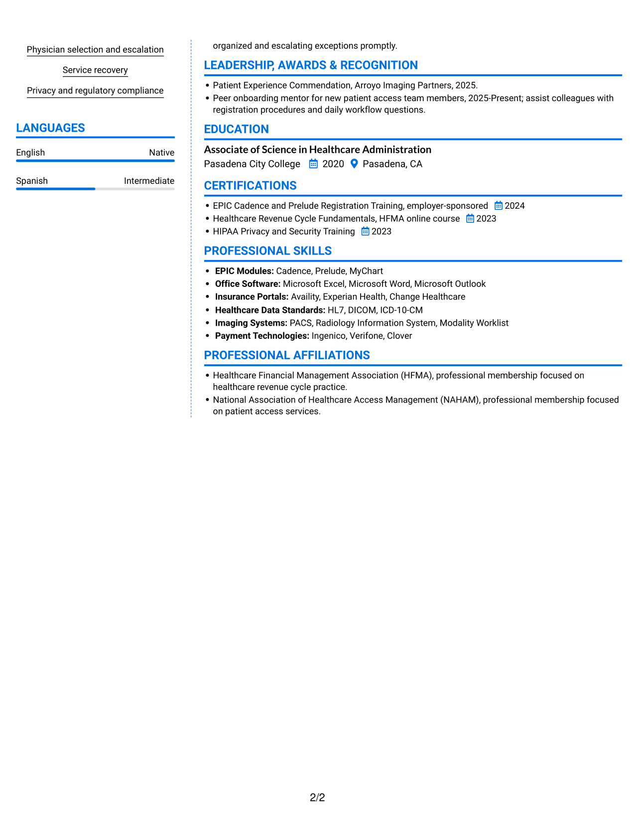 Resume example — page 2