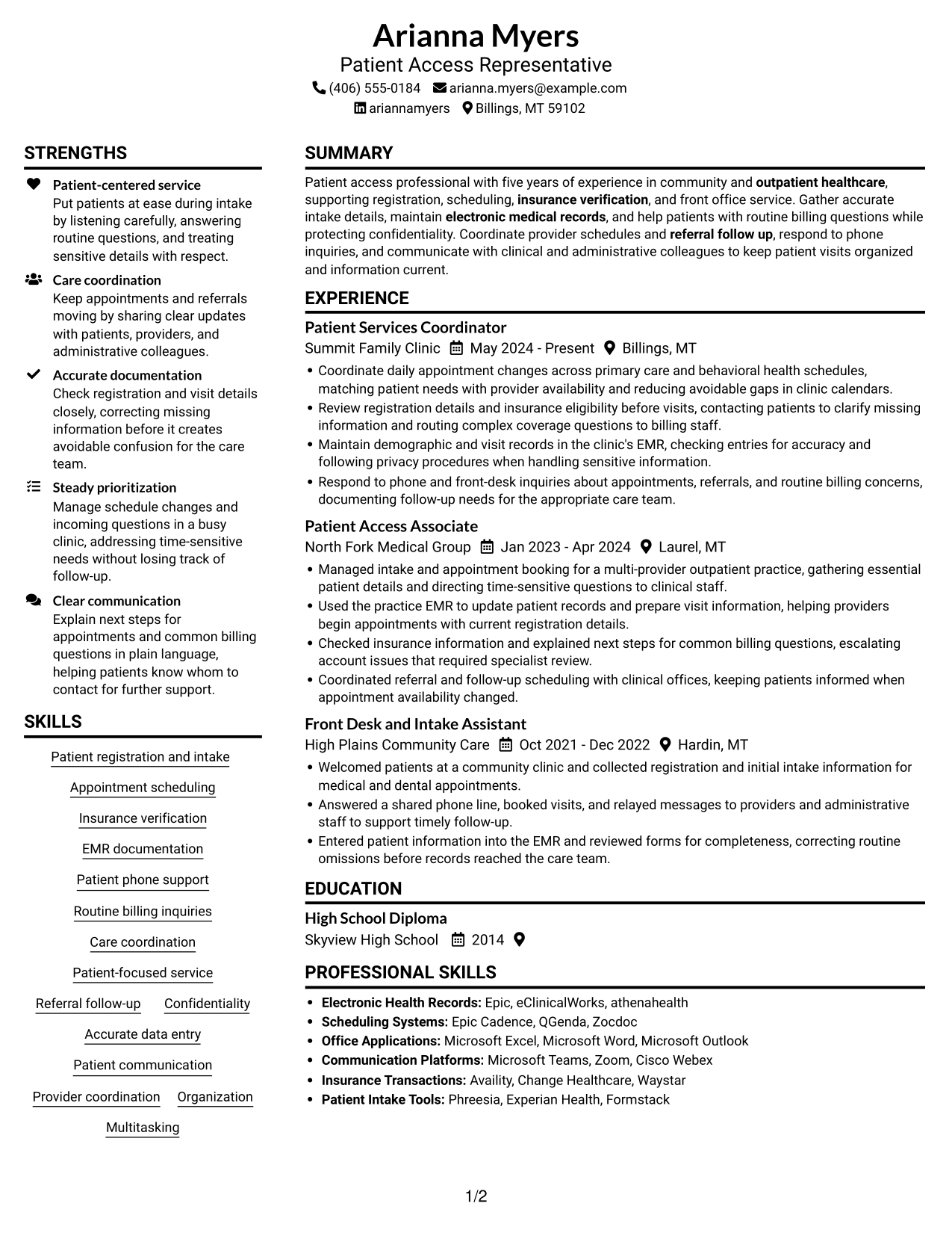 Resume example — page 1