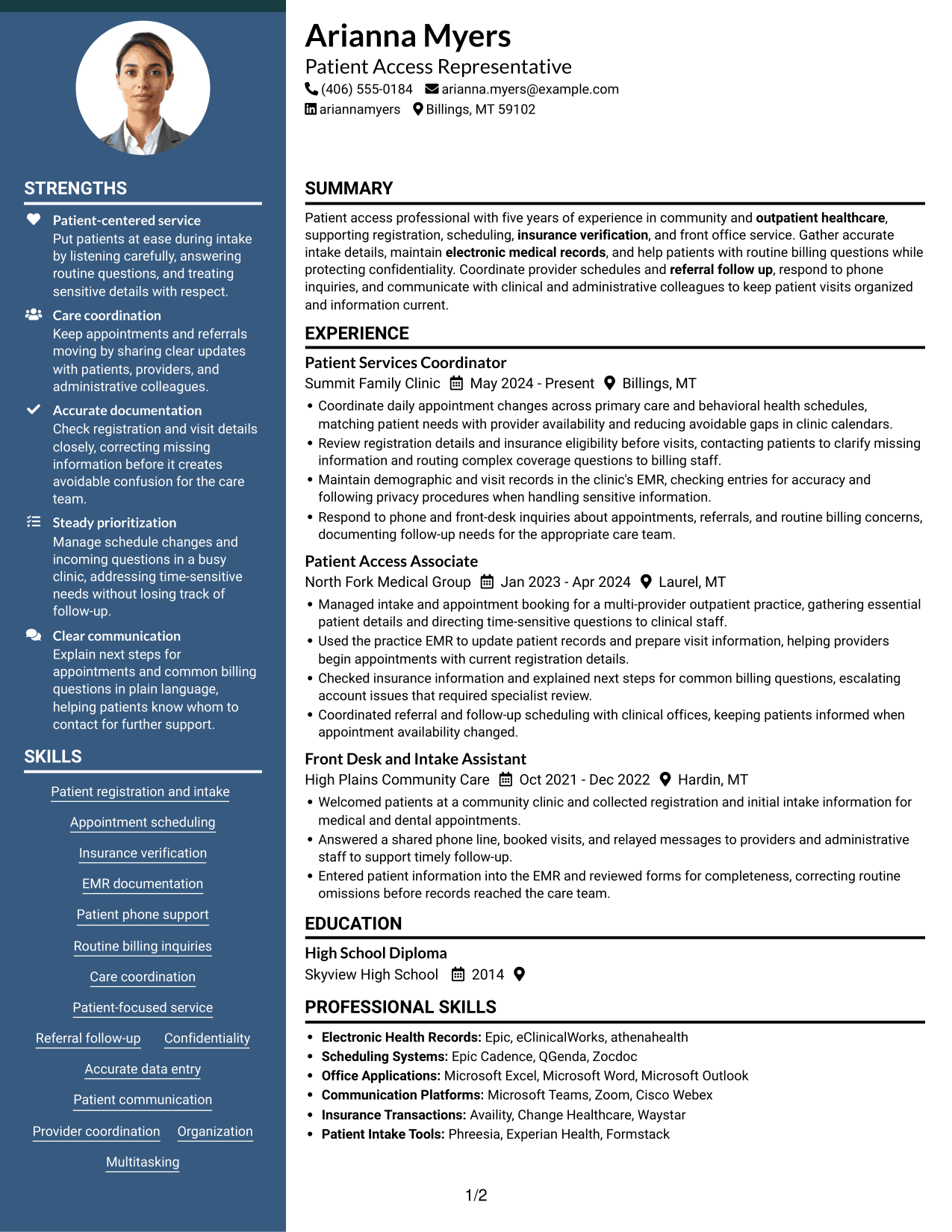Resume example — page 1