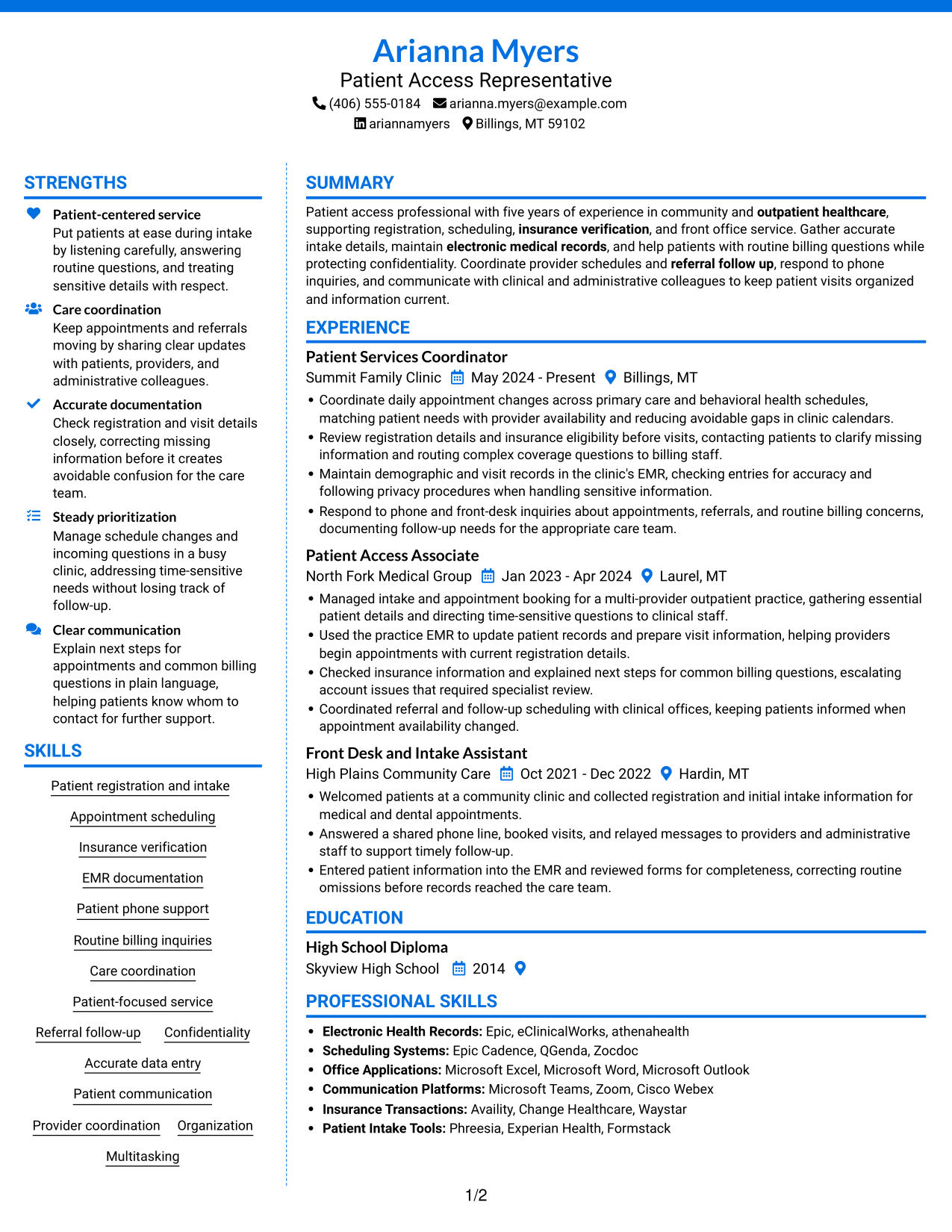 Resume example — page 1