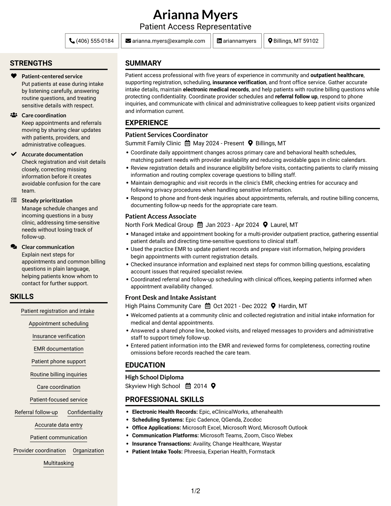 Resume example — page 1