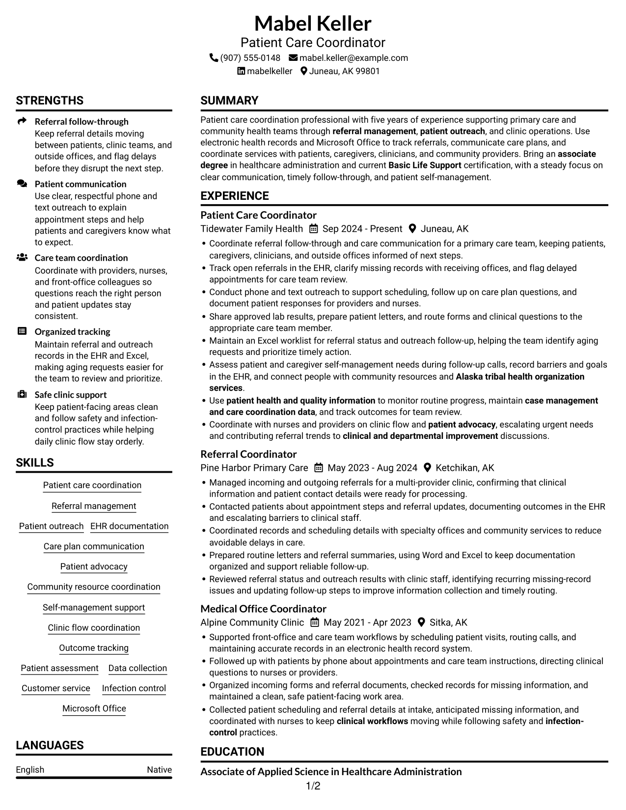 Resume example — page 1