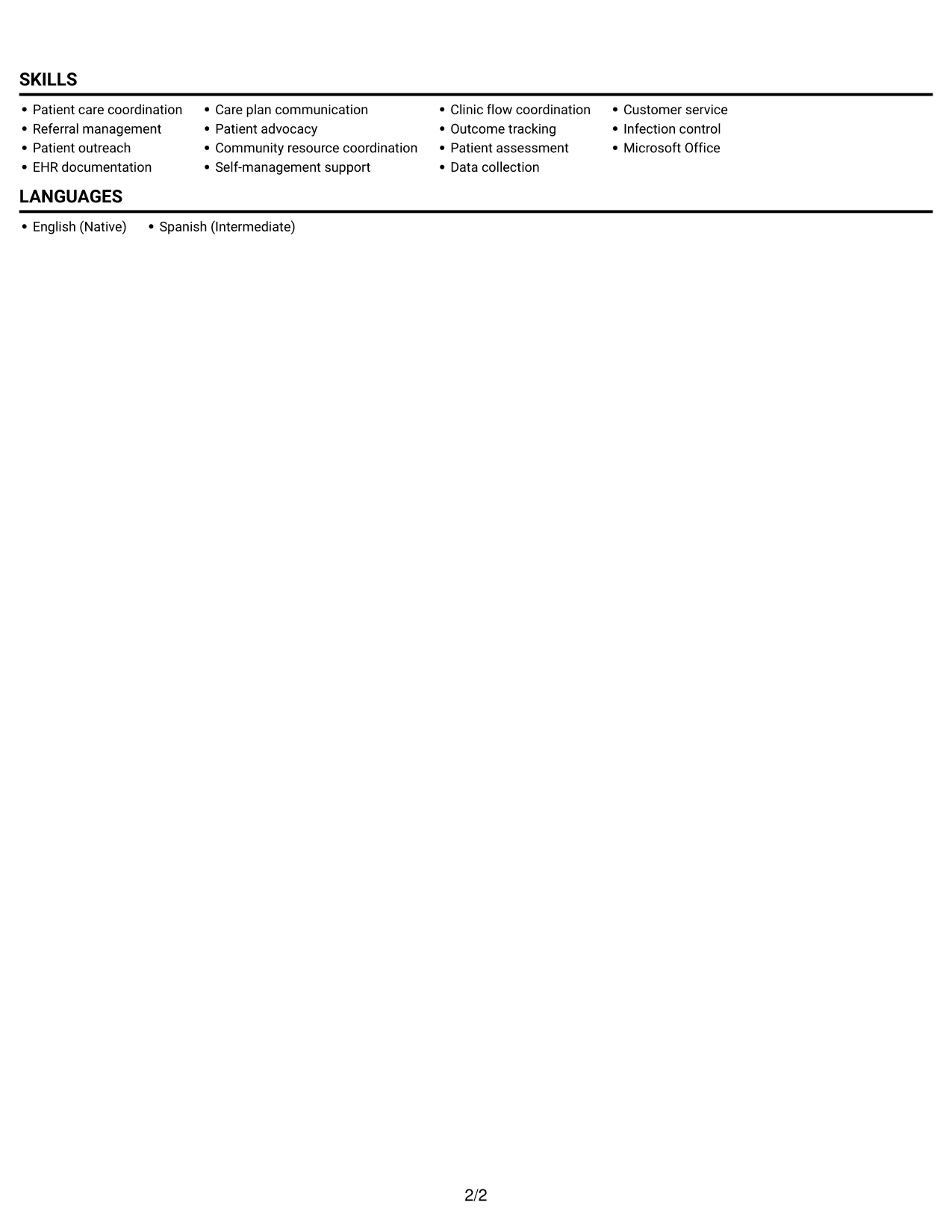 Resume example — page 2