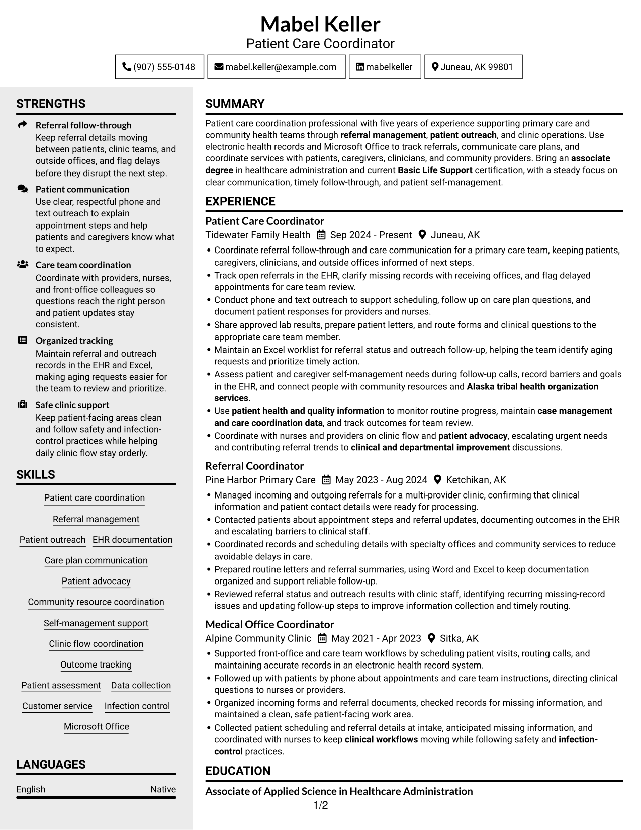 Resume example — page 1