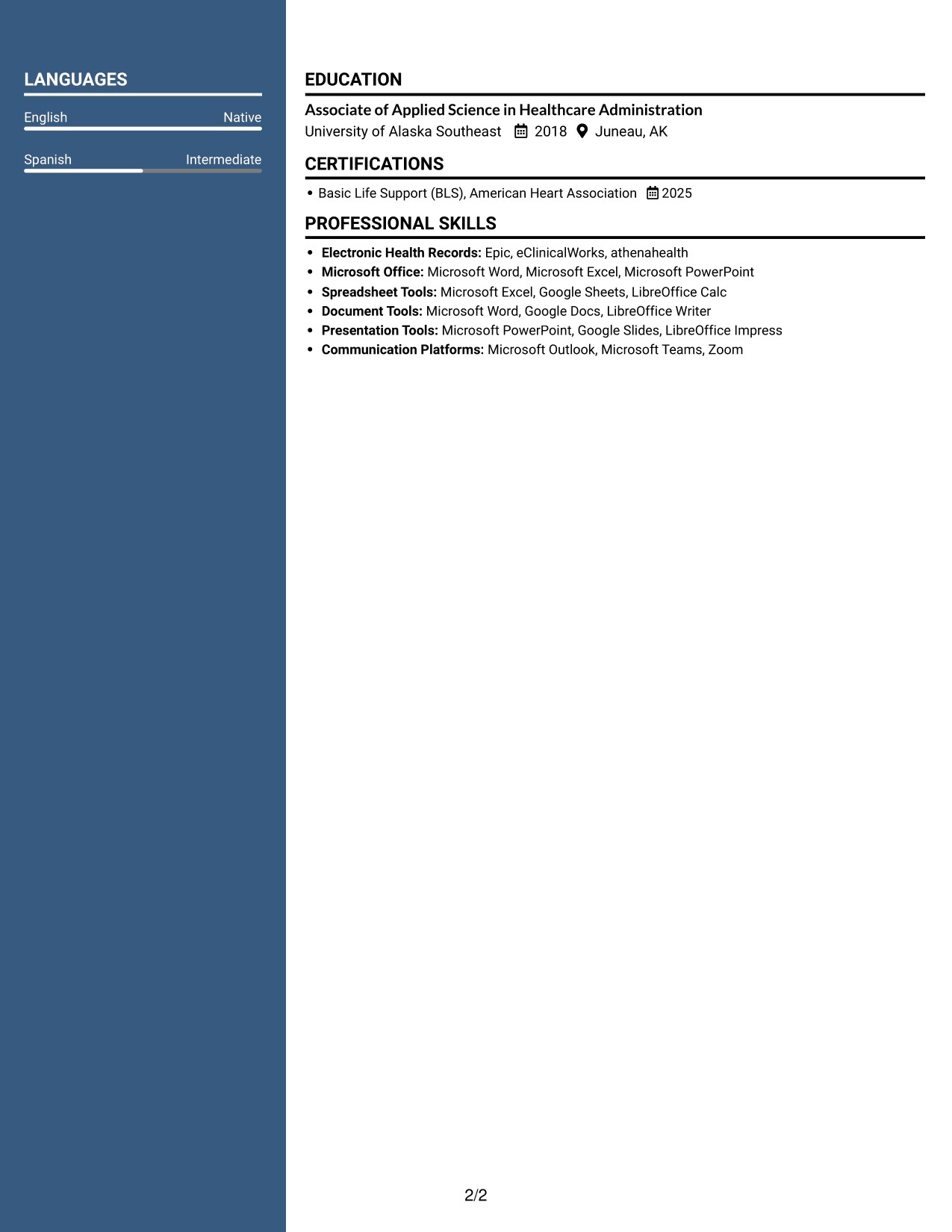 Resume example — page 2